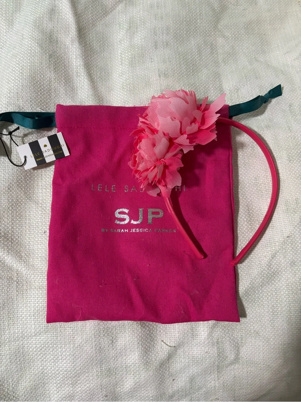 Lele Sadoughi for SJP Sarah Jessica Parker Hot Pink Peony Headband